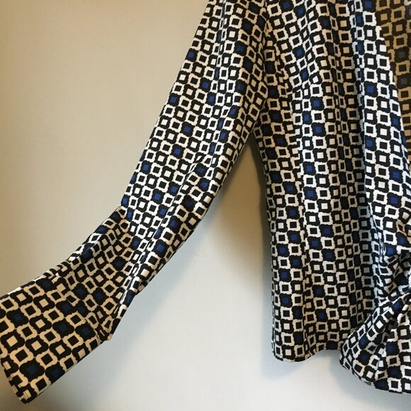 Ann Taylor Designer Ogee Print Tie Hem Dress Shirt - Picture 6 of 16